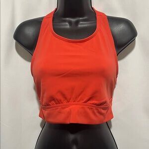 AERIE High Neck Sports Bra Twisted Racerback Coral Orange Size Large